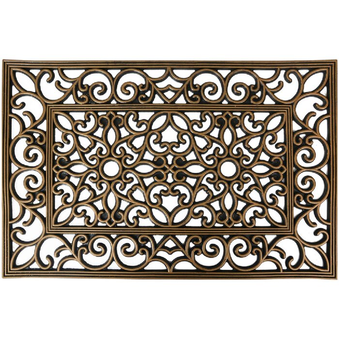 Clayre & Eef MC271 Stuoia per porta nera con accenti dorati 60x40 cm
