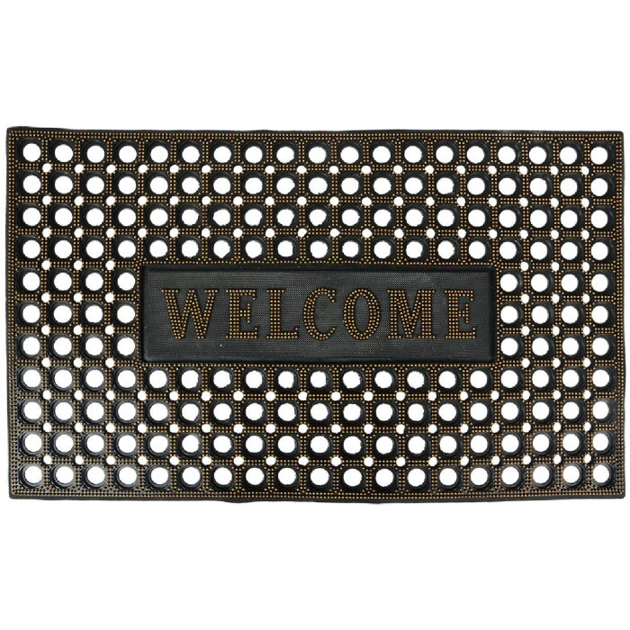 Clayre & Eef MC272 Tappeto per porta nero oro 75x45x1 cm stile country
