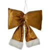 Clayre & Eef 66098L Fiocco decorativo in pelliccia sintetica bianca color oro 28x6x34 cm