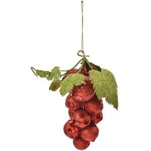Clayre & Eef 66175R Decorazione natalizia grappolo duva rosso 8x8x14 cm