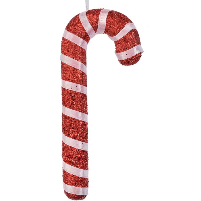 Ornamento natalizio Clayre & Eef bastoncino di zucchero rosso bianco 17 cm plastica