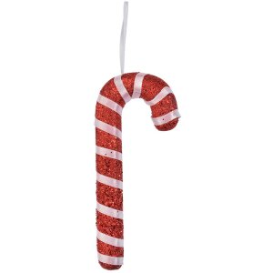Ornamento natalizio Clayre & Eef bastoncino di zucchero rosso bianco 17 cm plastica