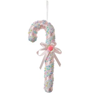 Clayre & Eef 66182 Ciondolo Candy Cane Bianco Rosa 10x3x26cm