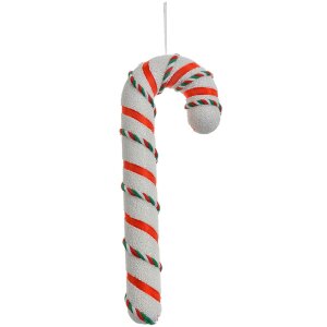 Clayre & Eef decorazione natalizia bastoncino di zucchero bianco-rosso 26 cm plastica