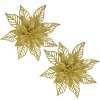 Clayre & Eef decorazione natalizia fiore oro Ø15cm set di 2 plastica glitterata