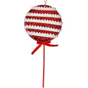 Clayre & Eef Decorazione natalizia Lecca-lecca rosso bianco 14x4x30 cm
