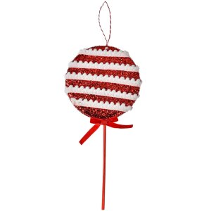 Clayre & Eef Decorazione natalizia Lecca-lecca rosso bianco 14x4x30 cm