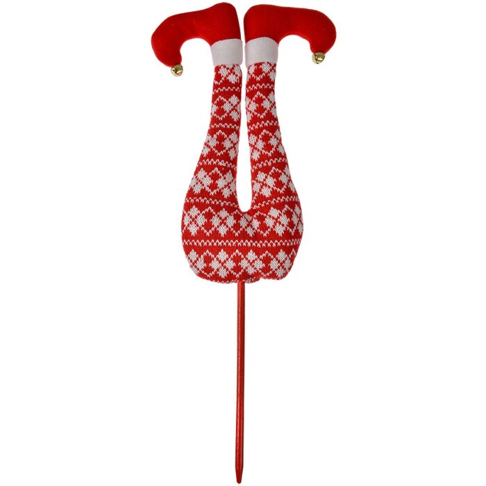 Clayre & Eef 66193 Gambe delfo rosso bianco 19x4x50 cm Decorazione natalizia