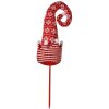 Clayre & Eef Cappello da elfo di Natale rosso bianco 17x7x54 cm legno tessile