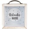 Clayre & Eef 65878 Salvadanaio bianco 15x8x18 cm Stile country MDF vetro