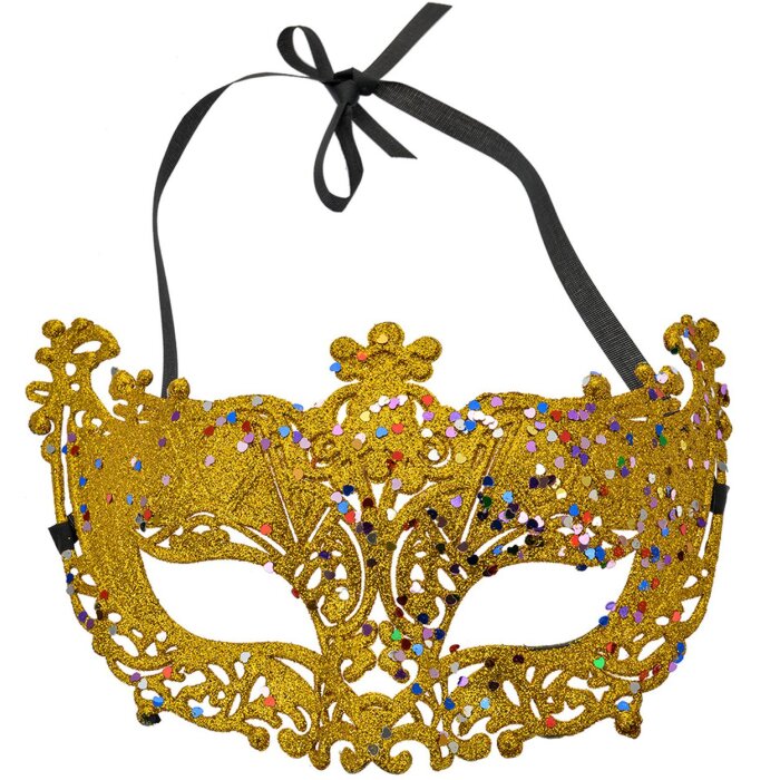 Clayre & Eef 66192 Maschera color oro 18x8x11 cm Poliestere Glitterato Maschera Palla