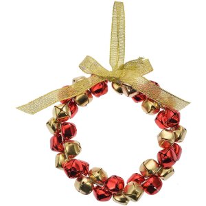 Clayre & Eef 66201 Decorazione Ciondolo Corona Oro Rosso Ø 11x2 cm Ferro