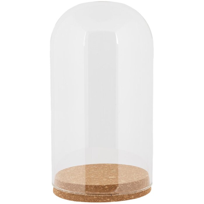 Campana di vetro Clayre & Eef Ø12x22cm Trasparente con fondo in sughero Decorazione in vetro