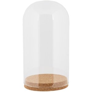 Campana di vetro Clayre & Eef Ø12x22cm Trasparente con fondo in sughero Decorazione in vetro