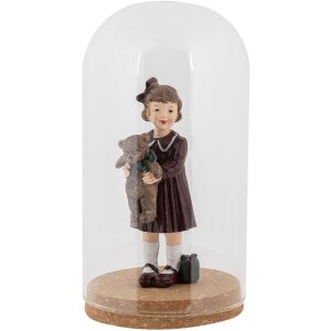 Campana di vetro Clayre & Eef Ø12x22cm Trasparente con fondo in sughero Decorazione in vetro