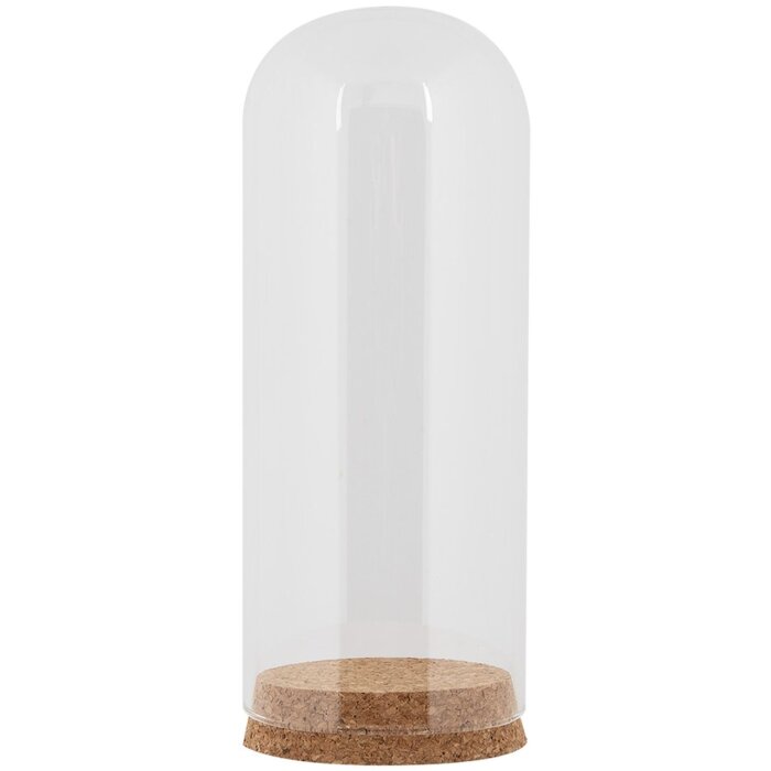 Clayre & Eef Vaso a campana in vetro Ø 8x20 cm con base in sughero Vetro trasparente