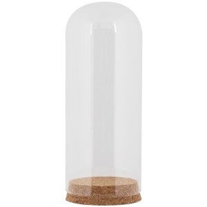 Clayre & Eef Vaso a campana in vetro Ø 8x20 cm con base in sughero Vetro trasparente