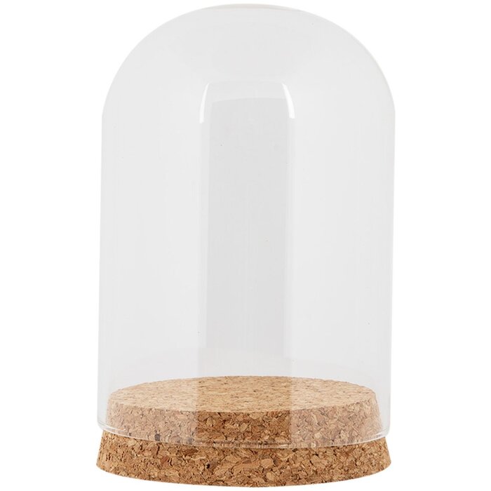 Campana di vetro Clayre & Eef Ø8x12cm Trasparente con base in sughero Decorazione