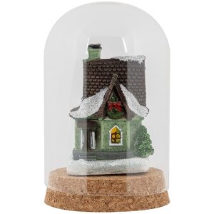 Campana di vetro Clayre & Eef Ø8x12cm Trasparente con base in sughero Decorazione