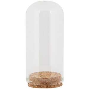 Vetro Clayre & Eef Campana di vetro Ø5x10cm Trasparente con fondo in sughero Deco