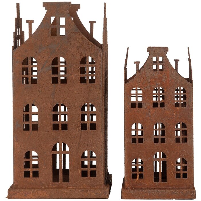 Clayre & Eef 6Y5775 Set di 2 decorazioni in metallo marrone stile country 11x11x21cm
