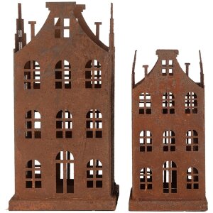 Clayre & Eef 6Y5775 Set di 2 decorazioni in metallo marrone stile country 11x11x21cm