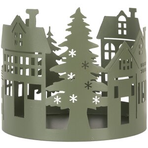 Clayre & Eef 6Y5788 Set di 3 casette di decorazione in stile country in metallo verde