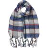 Juleeze JZSC0824BL Sciarpa da donna a quadri blu grigio 50x200 cm