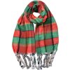 Juleeze JZSC0824R Sciarpa a scacchi rosso verde 50x200 cm con frange