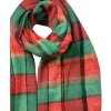 Juleeze JZSC0824R Sciarpa a scacchi rosso verde 50x200 cm con frange
