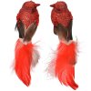 Clayre & Eef 66138 Decorazione Uccello Set di 2 Rosso Marrone 16x5x5 cm Plastica