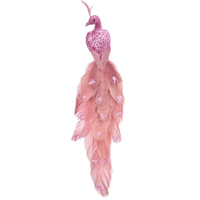 Clayre & Eef 66139 Decorazione Uccello Rosa 30x7x10 cm Decorazione natalizia in plastica