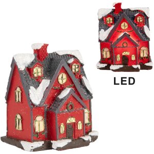 Clayre & Eef 6PR5739 Decorazione Casa LED Rosso Grigio 6x5x7 cm Poliresina