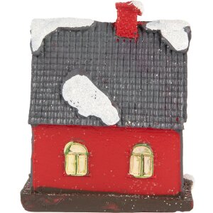 Clayre & Eef 6PR5739 Decorazione Casa LED Rosso Grigio 6x5x7 cm Poliresina