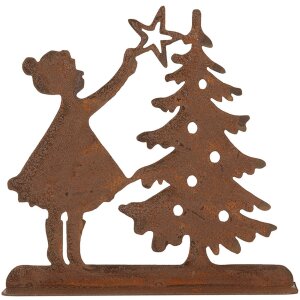 Clayre & Eef 6Y5780 Decorazione Bambino con albero di Natale Marrone 14x5x14 cm
