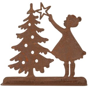Clayre & Eef 6Y5780 Decorazione Bambino con albero di Natale Marrone 14x5x14 cm