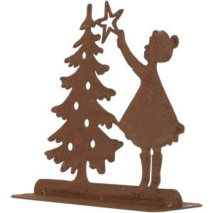 Clayre & Eef 6Y5780 Decorazione Bambino con albero di Natale Marrone 14x5x14 cm