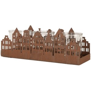 Clayre & Eef 6Y5783 Porta tealight Case Marrone 30x9x11 cm Stile country