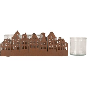 Clayre & Eef 6Y5783 Porta tealight Case Marrone 30x9x11 cm Stile country