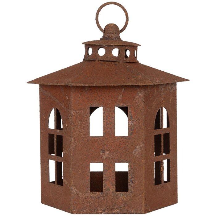 Clayre & Eef 6Y5785 Lanterna marrone Ø 19x22 cm Metallo Decorazione da giardino in stile antico