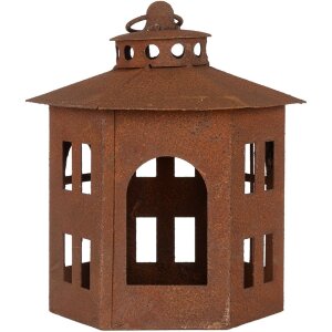 Clayre & Eef 6Y5785 Lanterna marrone Ø 19x22 cm Metallo Decorazione da giardino in stile antico