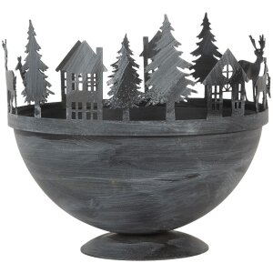 Clayre & Eef 6Y5787 Set di 2 ciotole decorative grigie Ø 19x17 Ø 13x14 cm