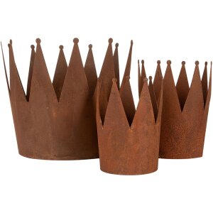 Clayre & Eef 6Y5789 Set di 3 corone di decorazione in metallo effetto ruggine stile country
