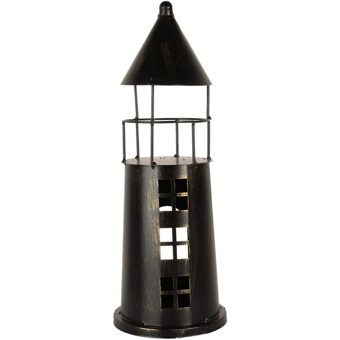 Clayre & Eef 6Y5790 Decorazione Faro Nero Ø 16x45 cm Metallo Stile Rustico