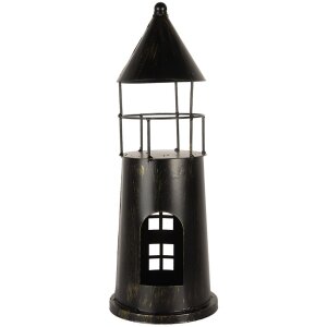 Clayre & Eef 6Y5790 Decorazione Faro Nero Ø 16x45 cm Metallo Stile Rustico