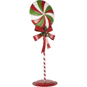 Clayre & Eef 6Y5635 Decorazione Lollipop LED 36x29x100 cm Metallo Rosso Verde