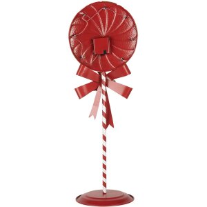 Clayre & Eef 6Y5635 Decorazione Lollipop LED 36x29x100 cm Metallo Rosso Verde