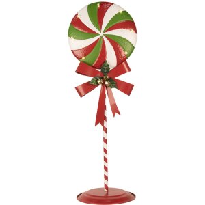 Clayre & Eef 6Y5635 Decorazione Lollipop LED 36x29x100 cm Metallo Rosso Verde