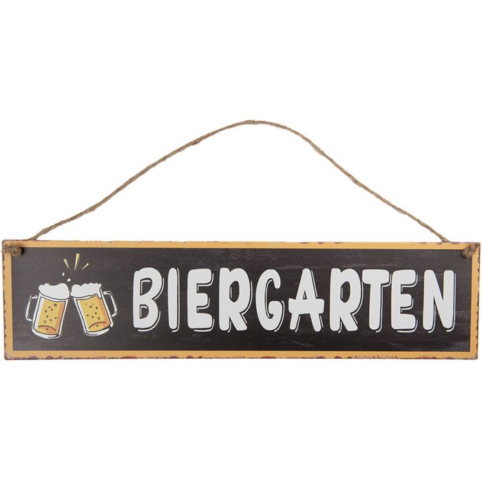 Clayre & Eef 6Y5693 Cartello di testo Giardino della birra Marrone Bianco 40x1x10 cm Ferro Vintage