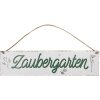 Clayre & Eef Segno di testo Giardino magico Decorazione in metallo bianco 40x1x10 cm